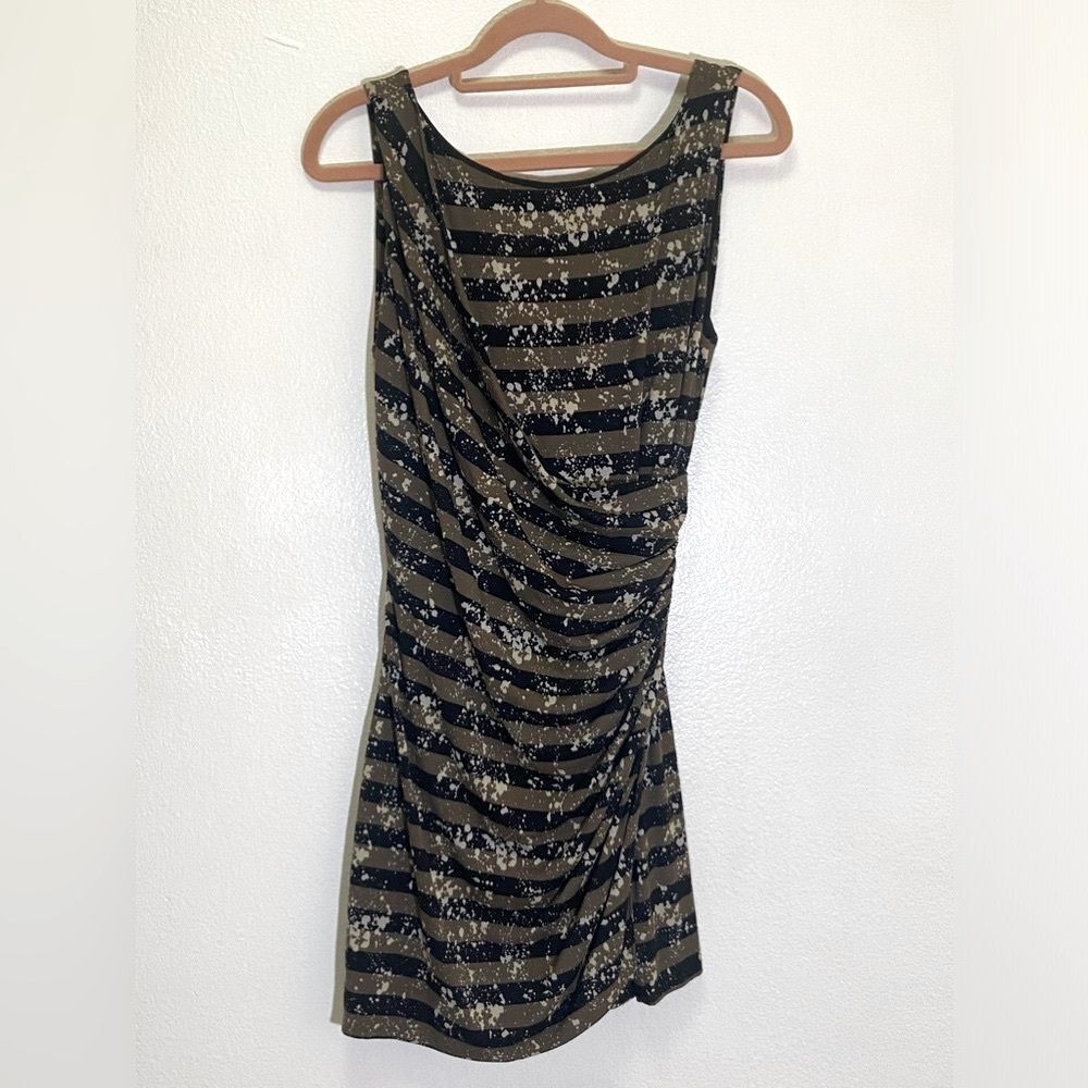 Nicole Miller Studio - Ruched Bodycon Striped Mini Dress/Tunic - size M